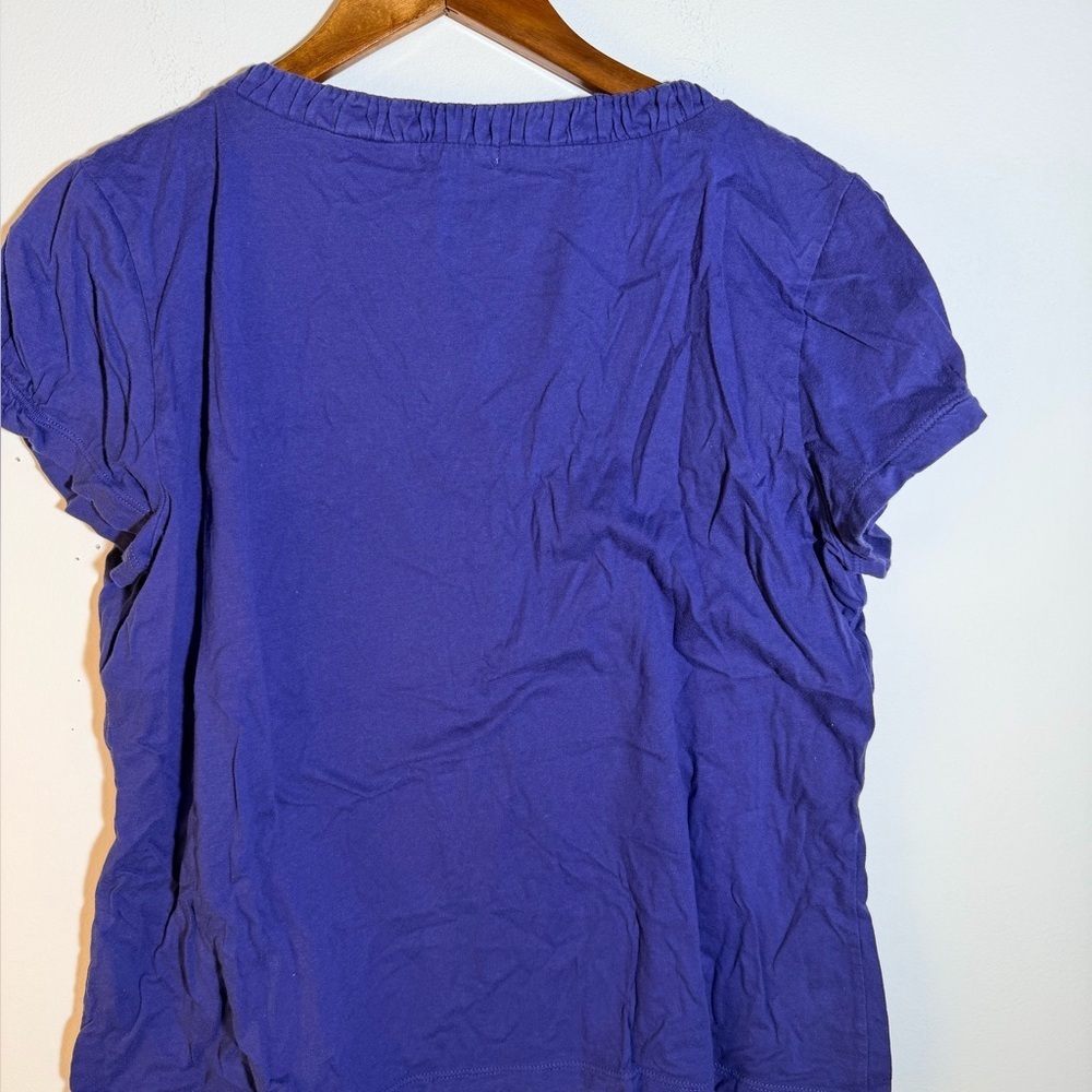 Women's Blue V-Neck Top - Picture 4 of 4